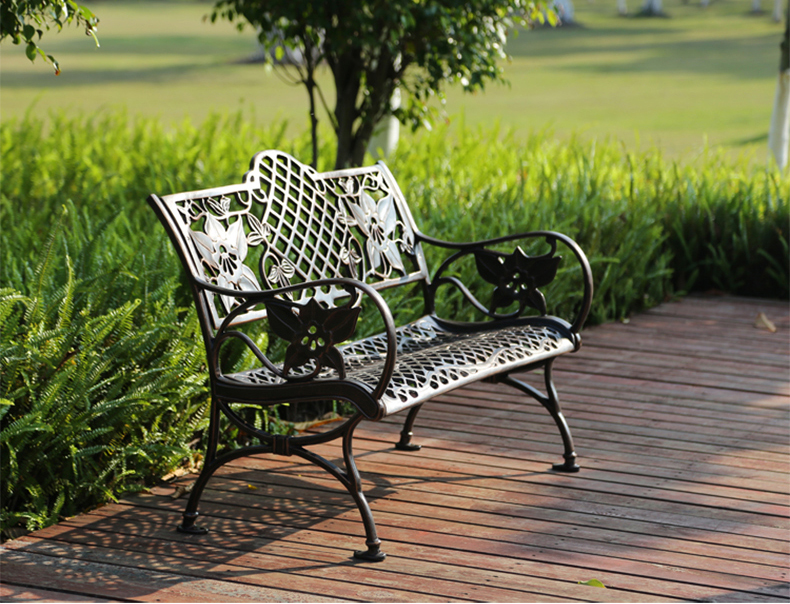 户外铁艺公园休闲椅户外园林铸铝休闲椅庭院椅